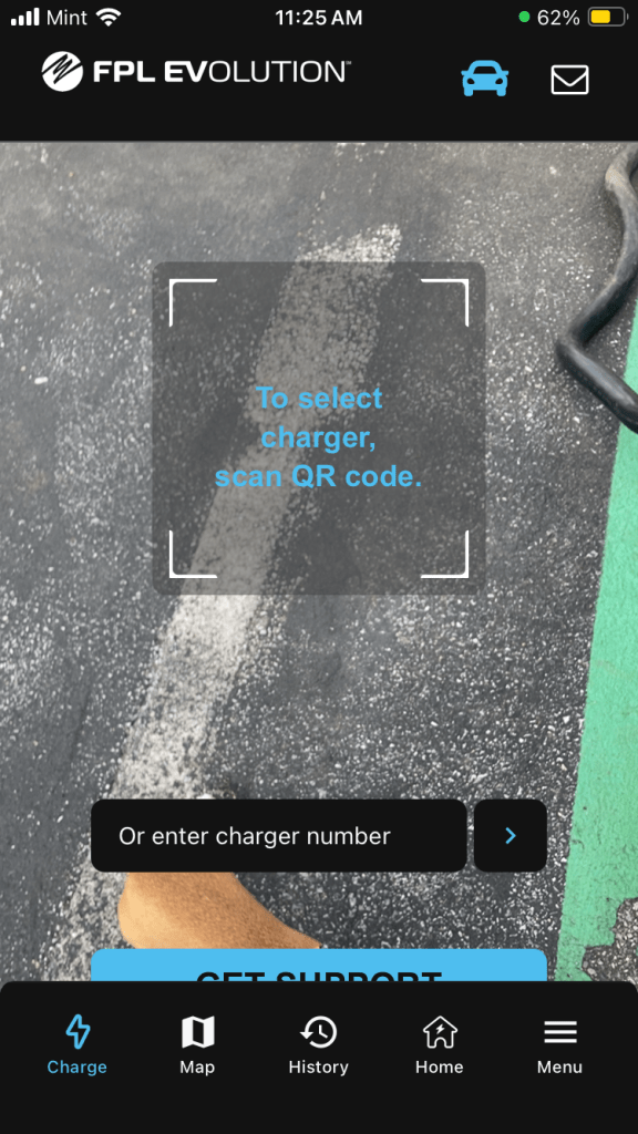 Scan the QR code to start your charge with FPL Evolution.